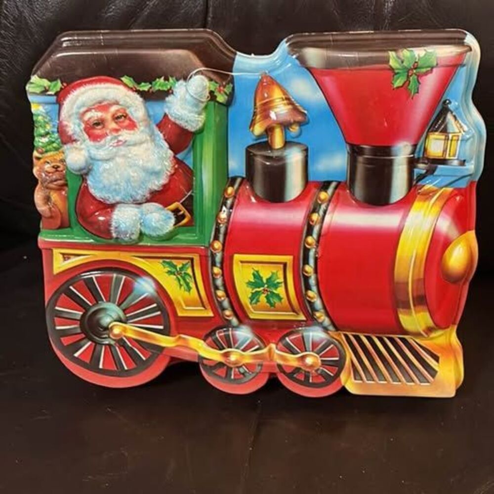 Vintage Santa Claus Train Christmas Tin